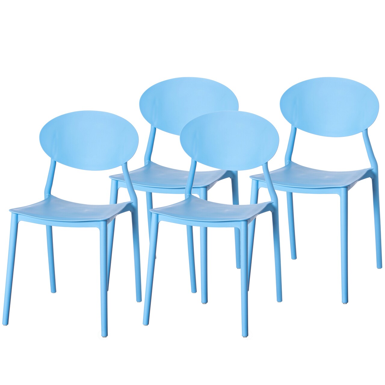 Modern Plastic Outdoor Dining Chair with Open Oval Back Design
